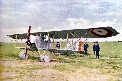 A Nieuport 10 biplane during the Battle of the Marne east of Paris, September 1914 by Jules Gervais Courtellemont